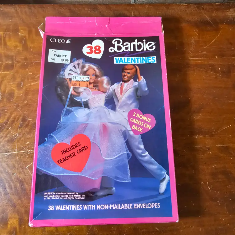 Vintage 1991 Barbie Valentines Boxed Set Cleo Mattel 38 CT Unused Retro Ephemera