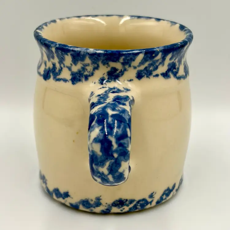 The Workshop Gerald Henn Pottery Roseville Blue Spongeware Tea Cup Coffee Mug