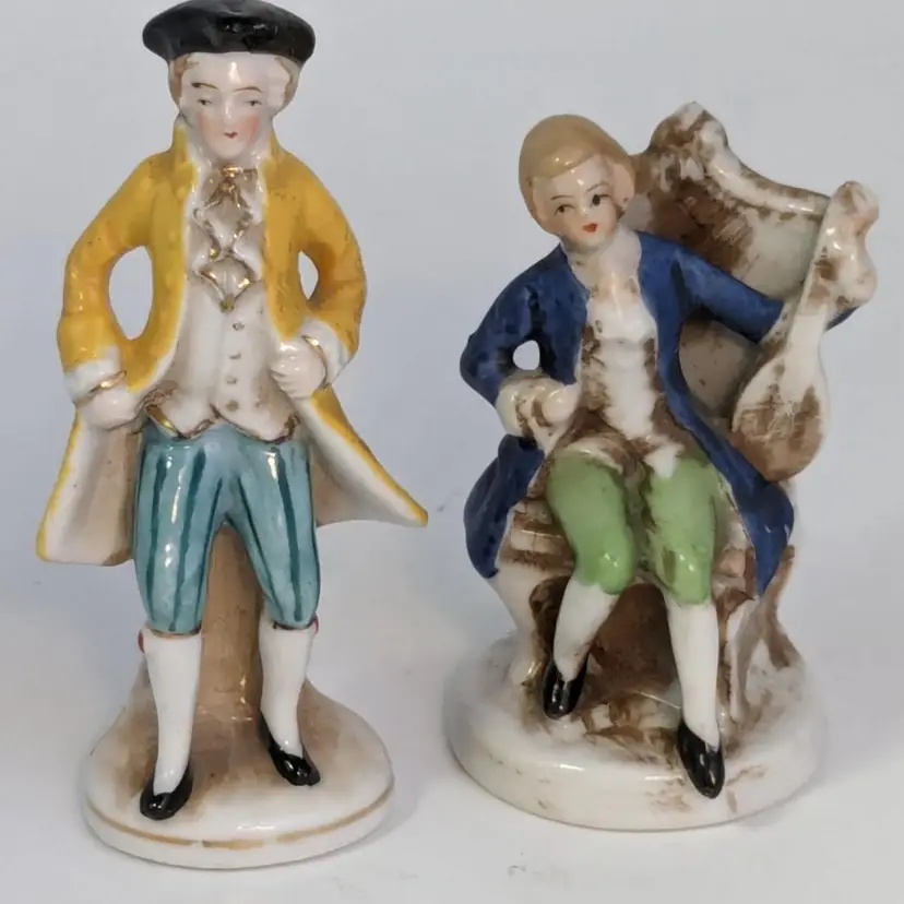 Vintage Pair Occupied Japan Victorian Style Gentlemen Porcelain Figurines