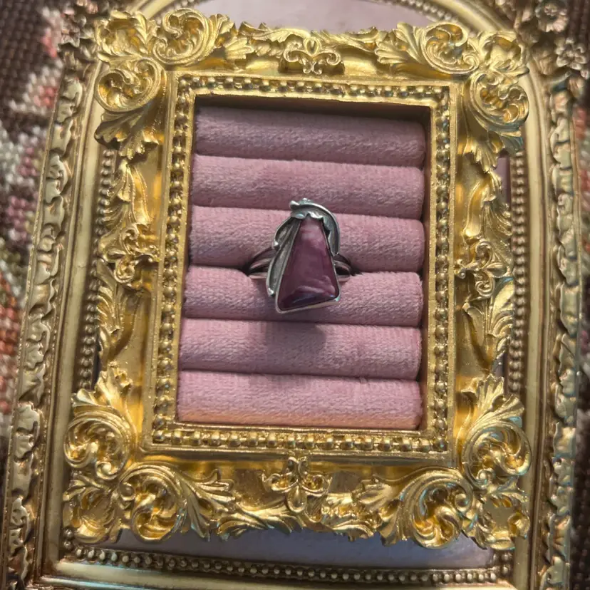 Vintage SW style Purple Oyster Turquoise/Sterling Silver Ring