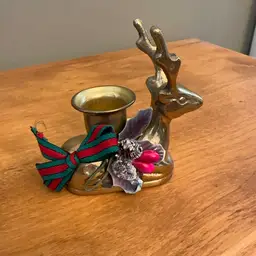 Brass Reindeer Candle Holder