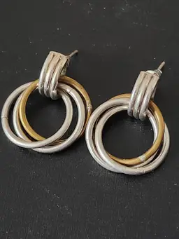 Vintage Mexico T.H-82 925 Sterling Silver And Vermeil Earrings