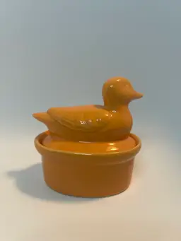 Vintage BIA Orange Duck Small Covered Bakeware Dish