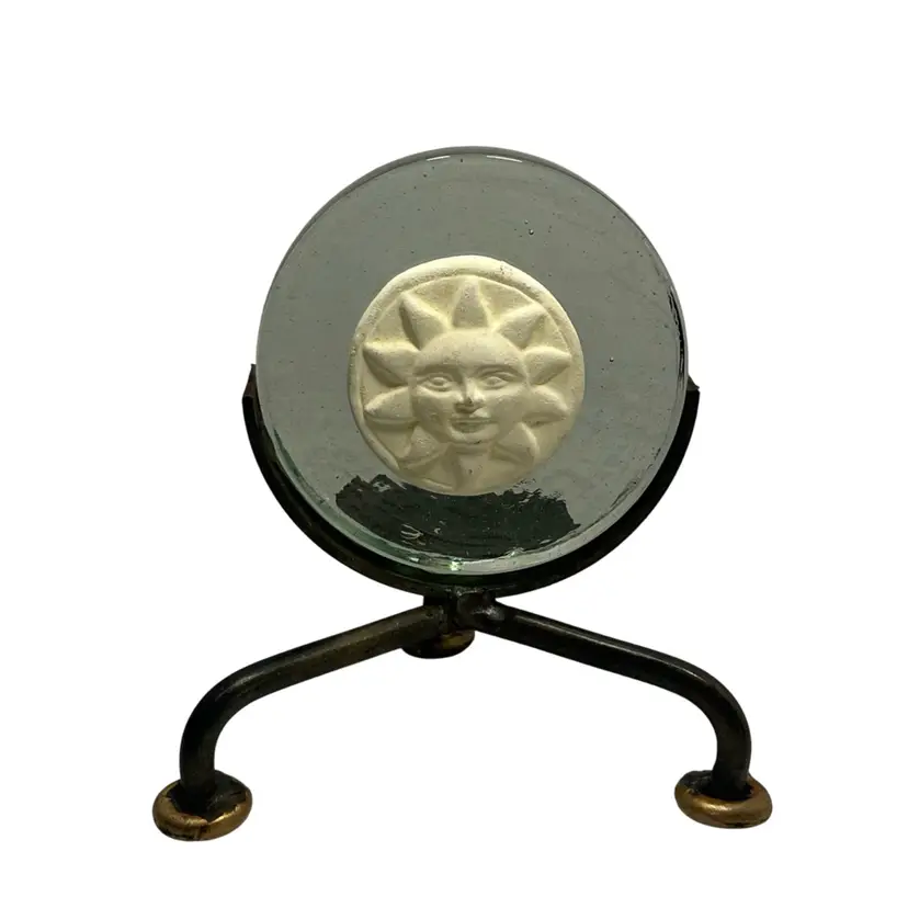 Sun On Clear Glass & Metal Candleholder | 6”
