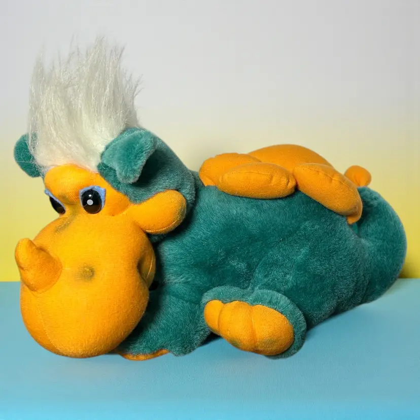 Tb Trading Co Dinosaur Plush Green / Orange Toy 9" X 15" X 8"