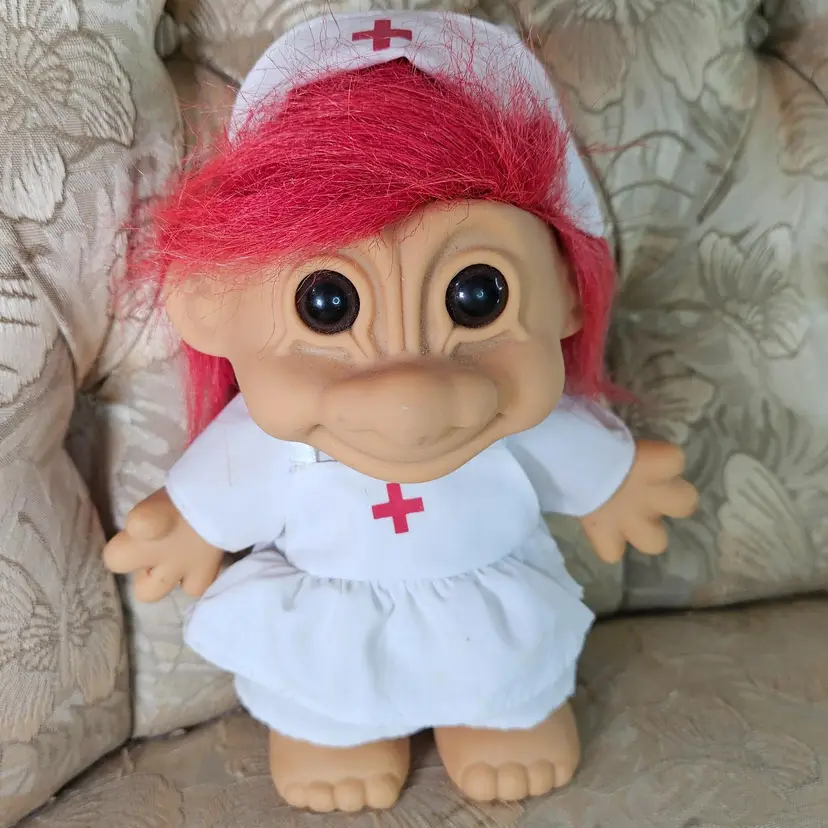 Vintage Nurse Troll Doll with Red Hair