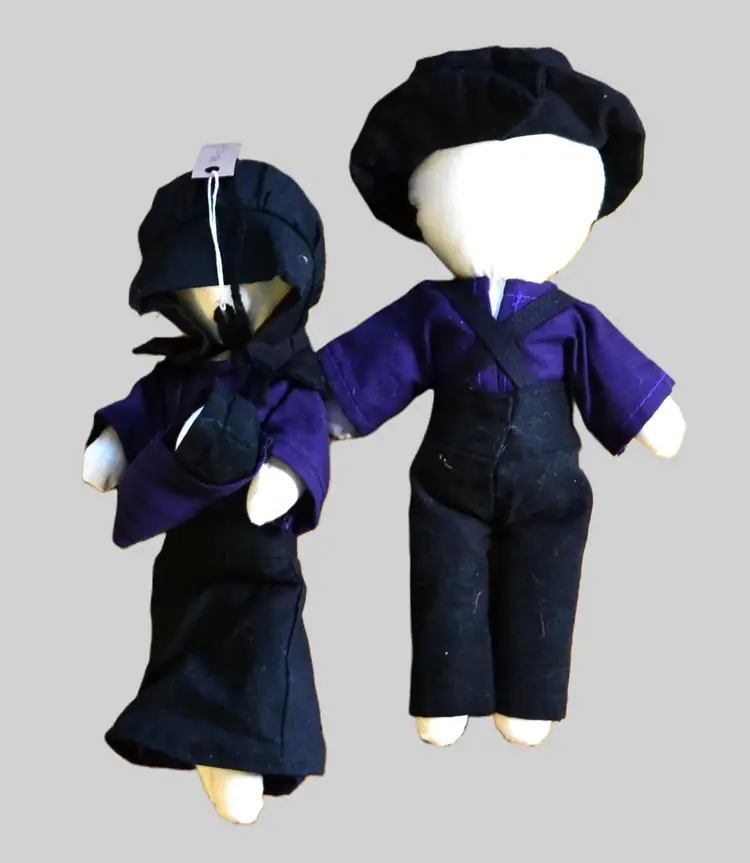 Amish Cloth Doll Set Faceless Soft Rag Dolls Folk Art Decor Vintage