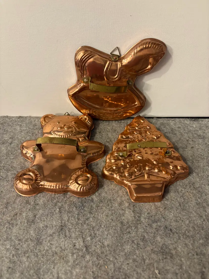 3 Vintage Hi-Mark Copper Cookie cutters  # 3020