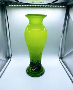 Lime Green Polish Art Glass Vase