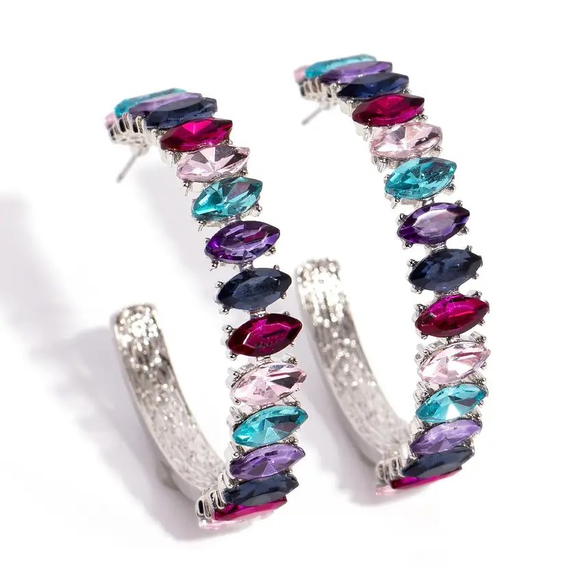 Colorful Gemstone Hoop Earrings
