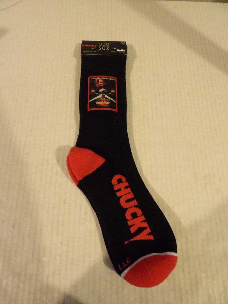 * ODDSOX Men’s Chucky Child’s Play 2 Socks Size 8-12 Red Black Knits Sorry Jack