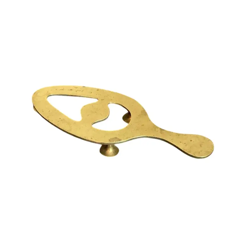 Vintage 3 Footed Brass Paddle Trivet. 8.5 X 3.5 Inches