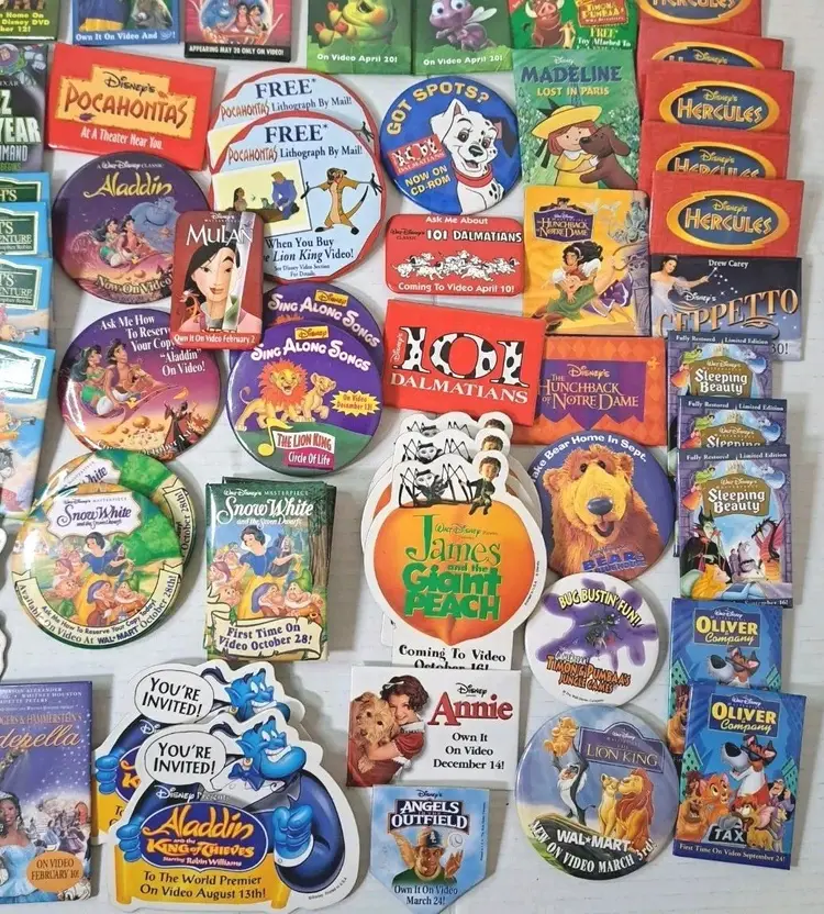 Lot of 120+ 90s Disney Movie Promo Pins Toy Story Lion King Hercules + More
