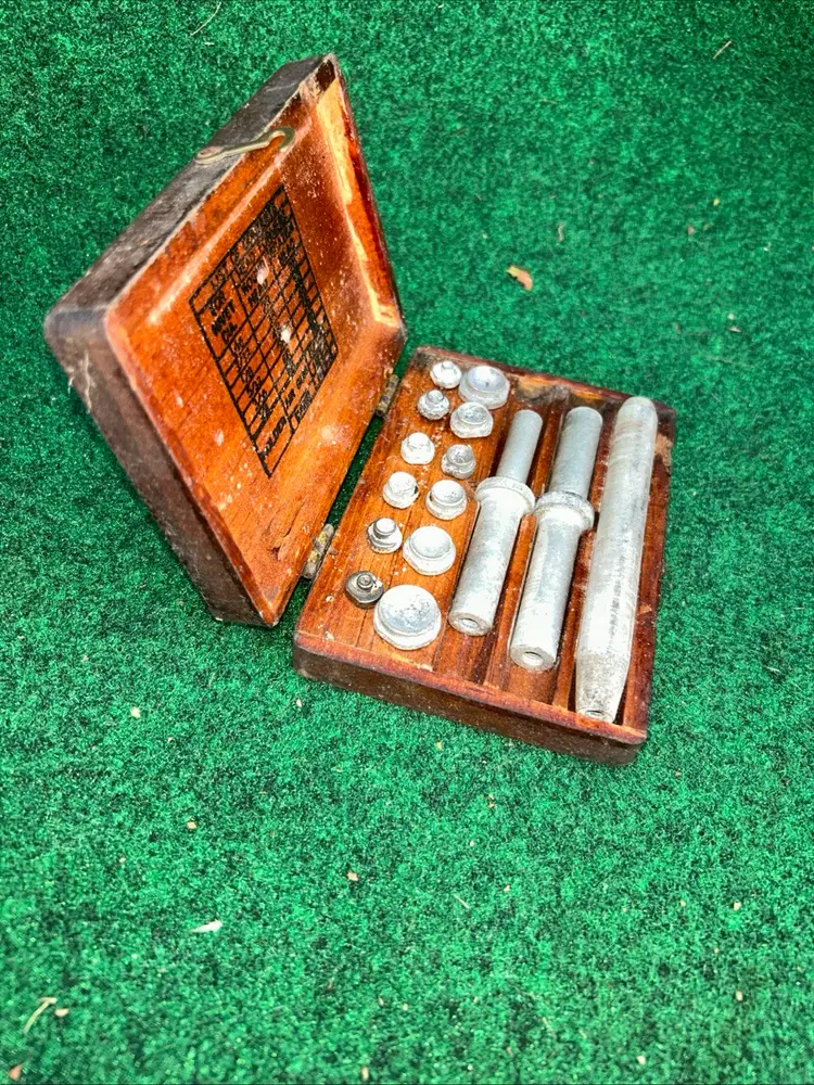 Vintage Original W.W.II Era U.S. Navy USN Rivet Set In Wooden Case