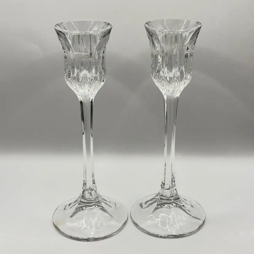Vintage Crystal Candle Holders, Elegant Home Decor Pair, By Bleikcrystal, Made in Germany
