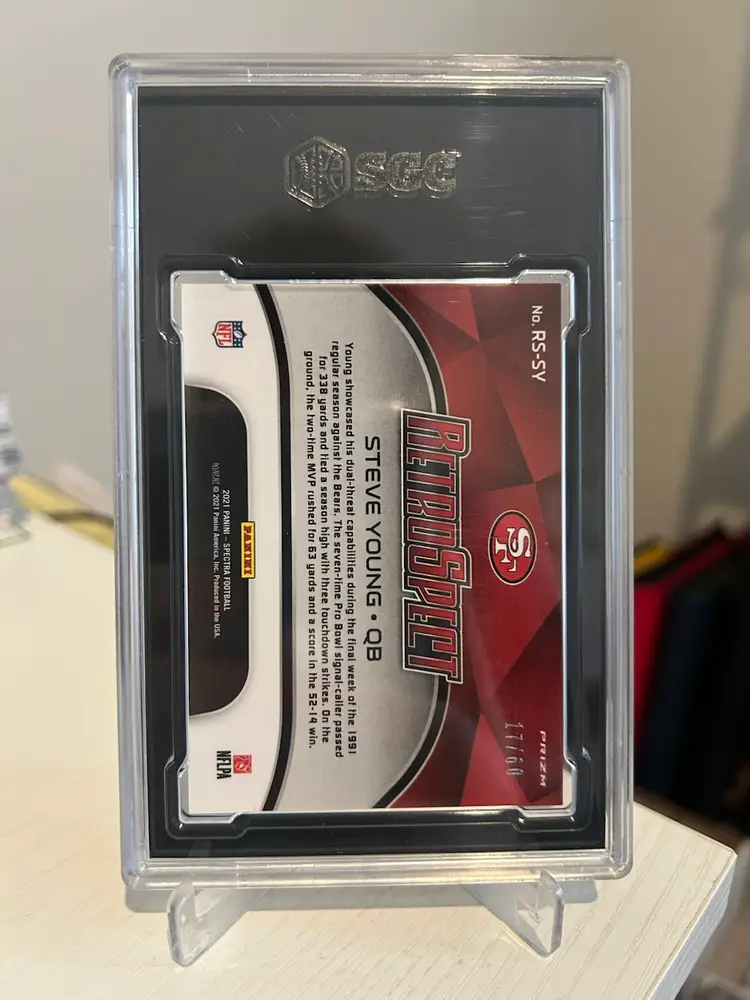 2021 Panini Spectra Retrospect Neon Blue Prizm /60 Card No. RS-SY