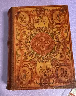 Vintage Deluxe Felt Lined "Book Safe" Large Size with Ornate Floral & Filigree Magnetic Closure