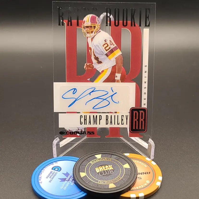 Champ Bailey 2021 Panini Clearly Donruss Football Clearly Retro Rated Rookie Autograph Card Number #99-CB - Washington Redskins Washington Commanders