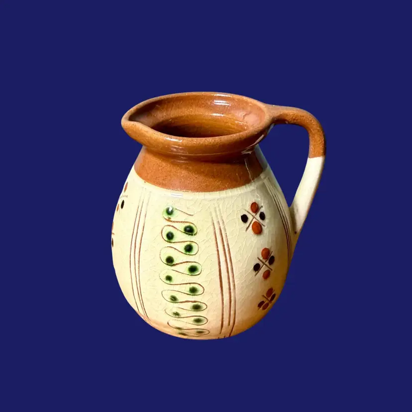 3" Vintage Redware Ceramic MINI Pitcher Creamer Vase, MCM Design