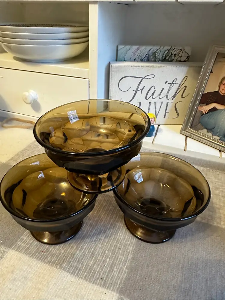 #01 - Vintage Viking Georgian Nutmeg Brown Sherbet Glasses-set of 2