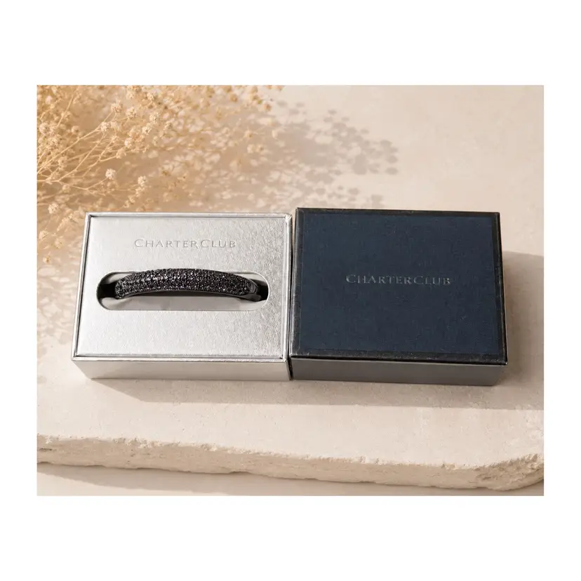 Macys Statement Bracelet Charter Club Gunmetal Hematite Purple Stones Bracelet Hinge Clamper New In Box Gift