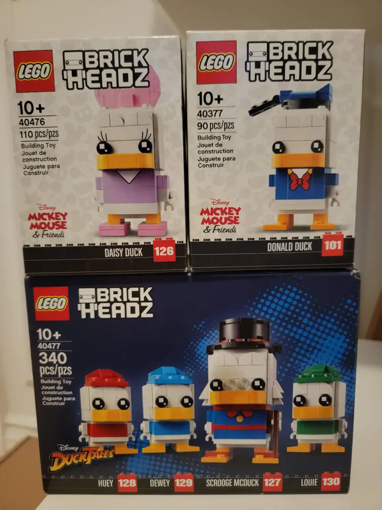 Lego Brickheadz bundle: 40377, 40476, & 40477: Donald Duck, Daisy Duck, & Scrooge McDuck, Huey, Dewey & Louie