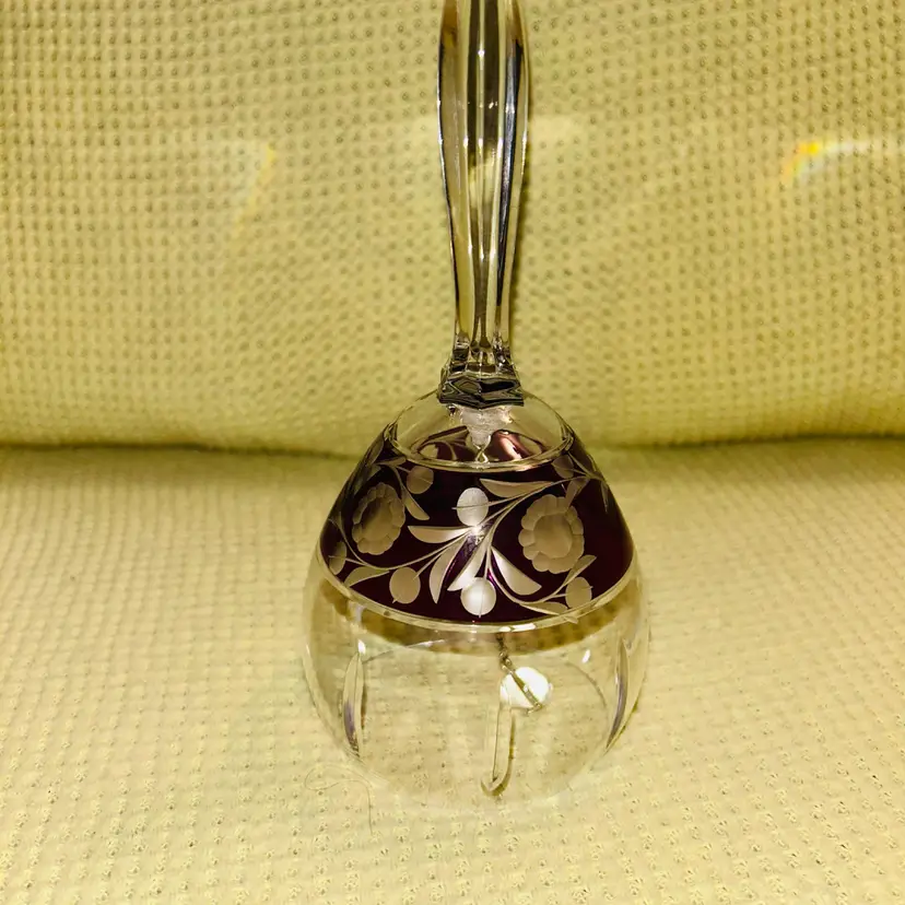Vintage West German Lead Crystal Bell Amethyst Floral Cut to Clear