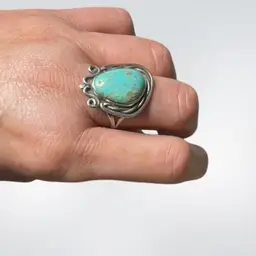 Vintage Sterling Silver Turquiose Native American Ring Size 8