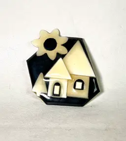 Lucinda Brooch House Pin's By Lucinda Yates Black and White Acrylic Vintage Pin