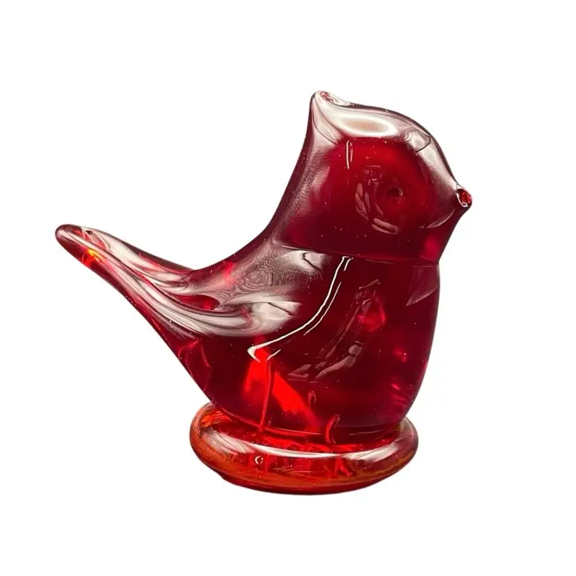 Cardinal of Love Titan Glass Bird Figurine Paperweight VTG Signed W. Ward Glows