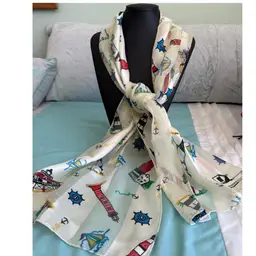 20/ Cream Nautical Lighthouse Scarf