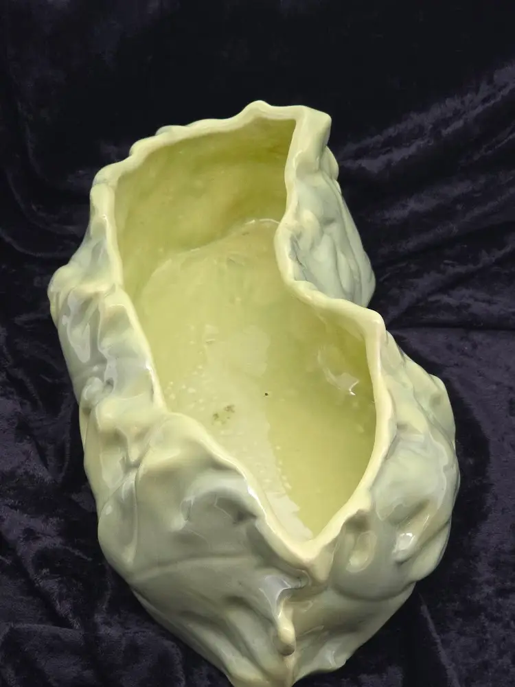 Horton Ceramics Planter Green Yellow Leaf 10.5"