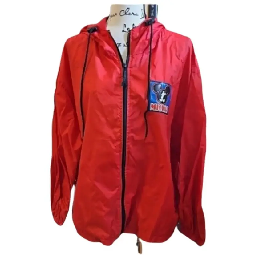 Vintage Mickey Mouse hooded raincoat windbreaker Size large