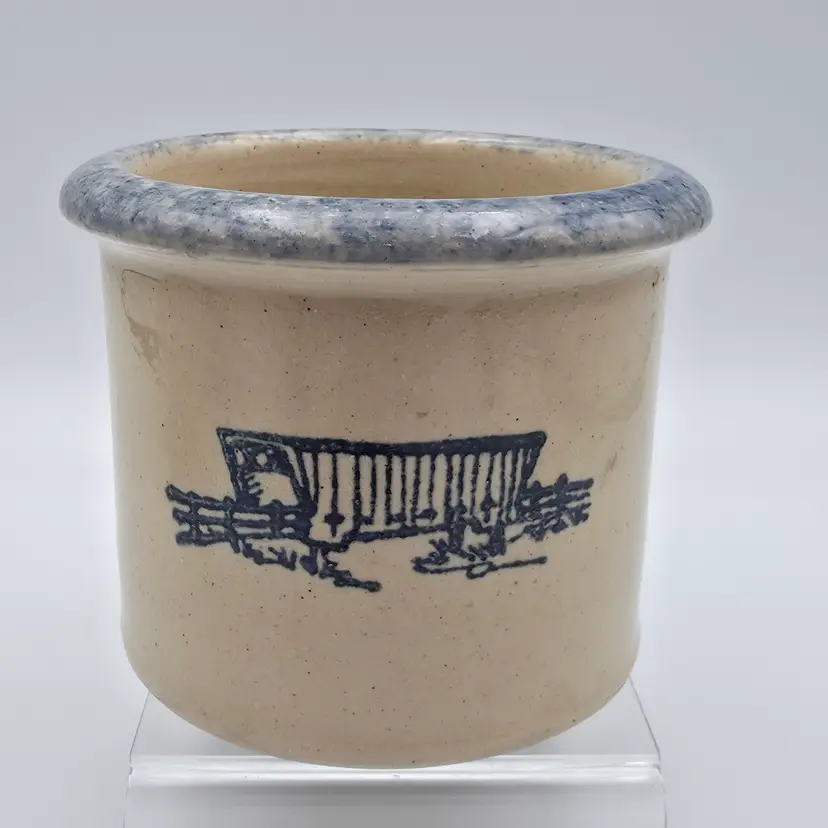 1996 New Harmony R.P Leckband Salt Glazed Covered Bridge Festival Madison County Iowa Mini Crock