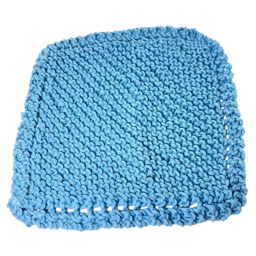 Blue Crocheted Knit Trivet Pot Holder Or Dish Towel. 7-1/2” x 8-1/2”