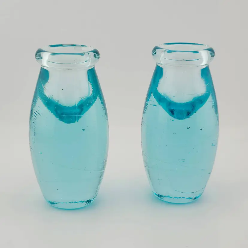 Recycled Aqua Glass Candle Stick Holders