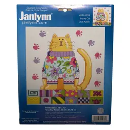 NEW Janlynn Sandra Garbrandt Funky Cat Counted Cross Stitch Kit 021-1034