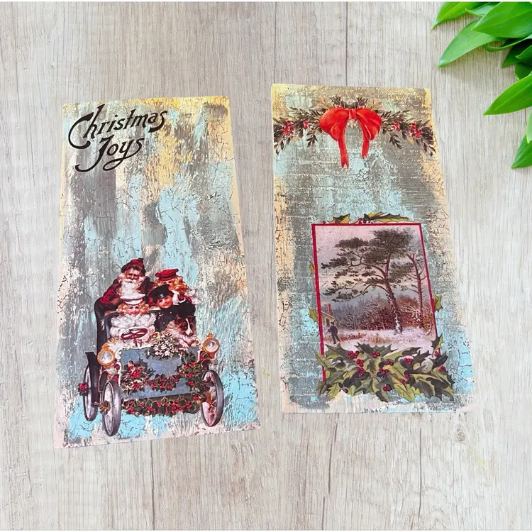 Made by me Christmas kitsch Santa wood hand painted wall hangings retro distressed holiday decor