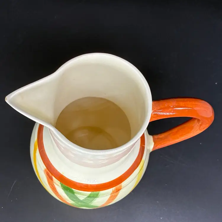 RARE Large Size Vintage MCM Vernonware Pottery Homespun Plaid 7" Pitcher