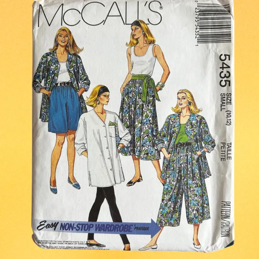 Vtg McCall’s Pattern 5435 Shirt Tank Top Split-skirt Leggings Uncut FF (1991)