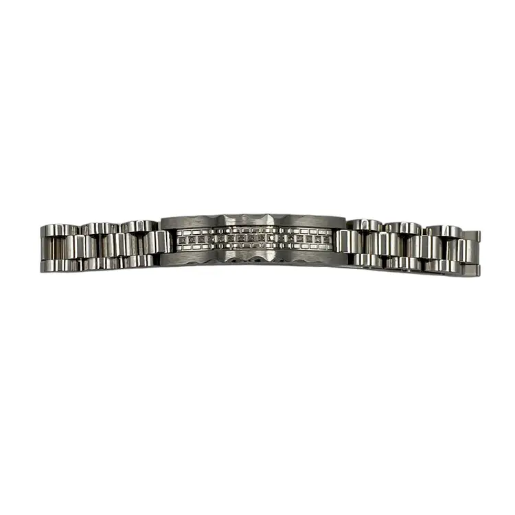NWT Macy’s Men’s Diamond Silver Stainless Steel ID Bracelet