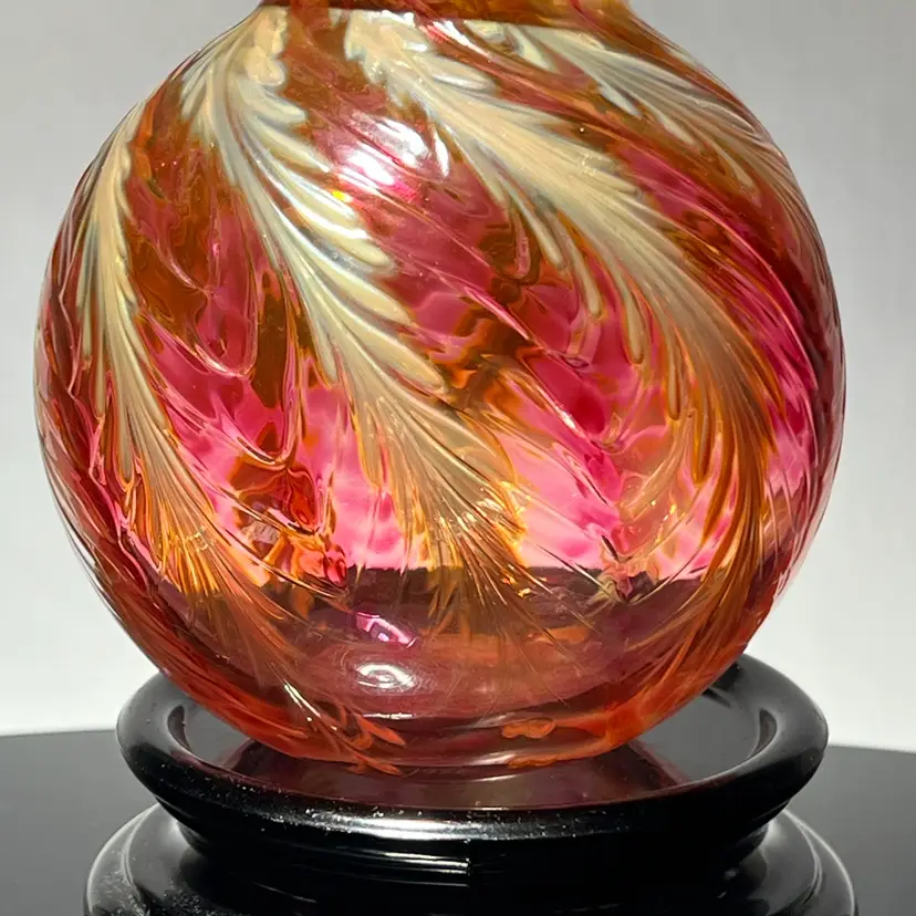 Vintage Charles Lotton Cascading Wisteria Glass Vase