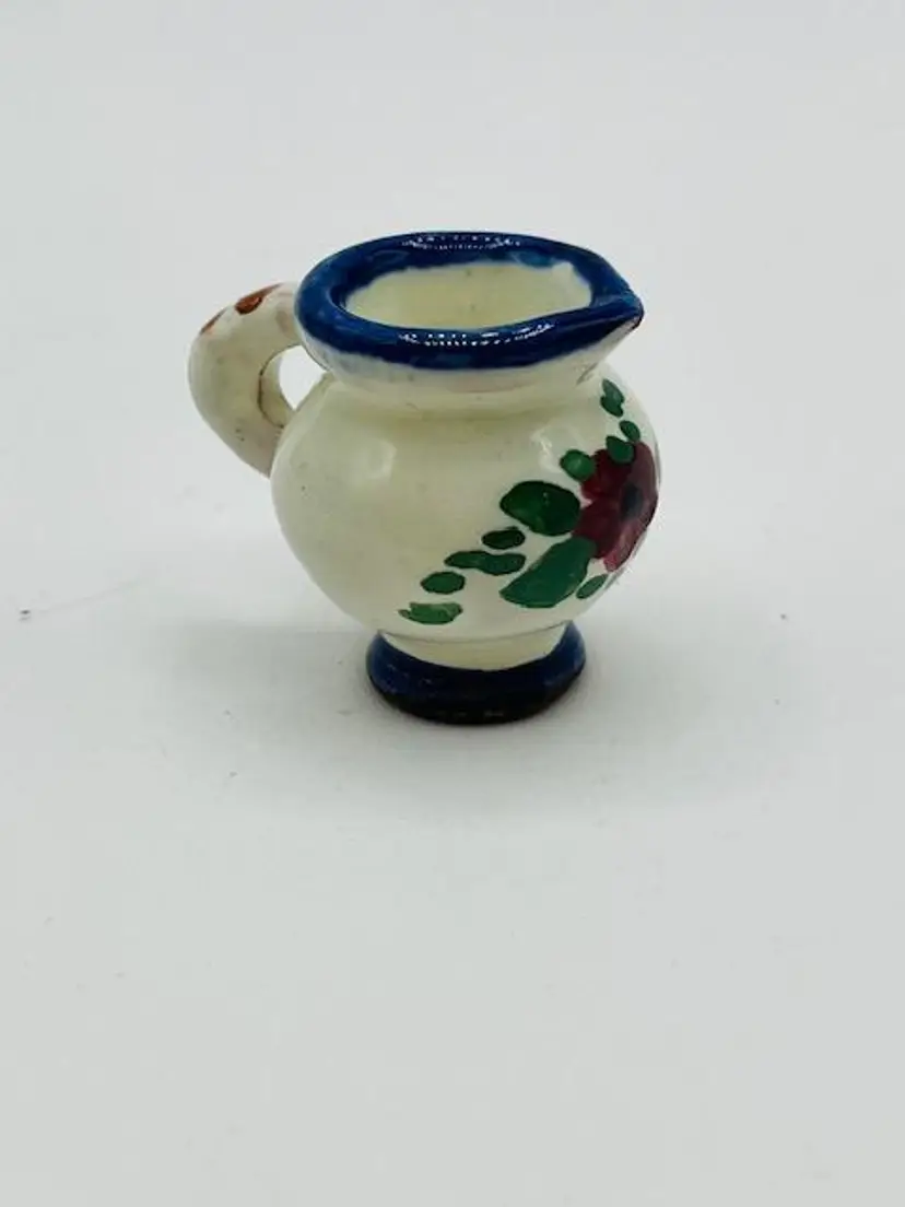 Miniature Italian Floral Red ware Pottery Pitcher 1”