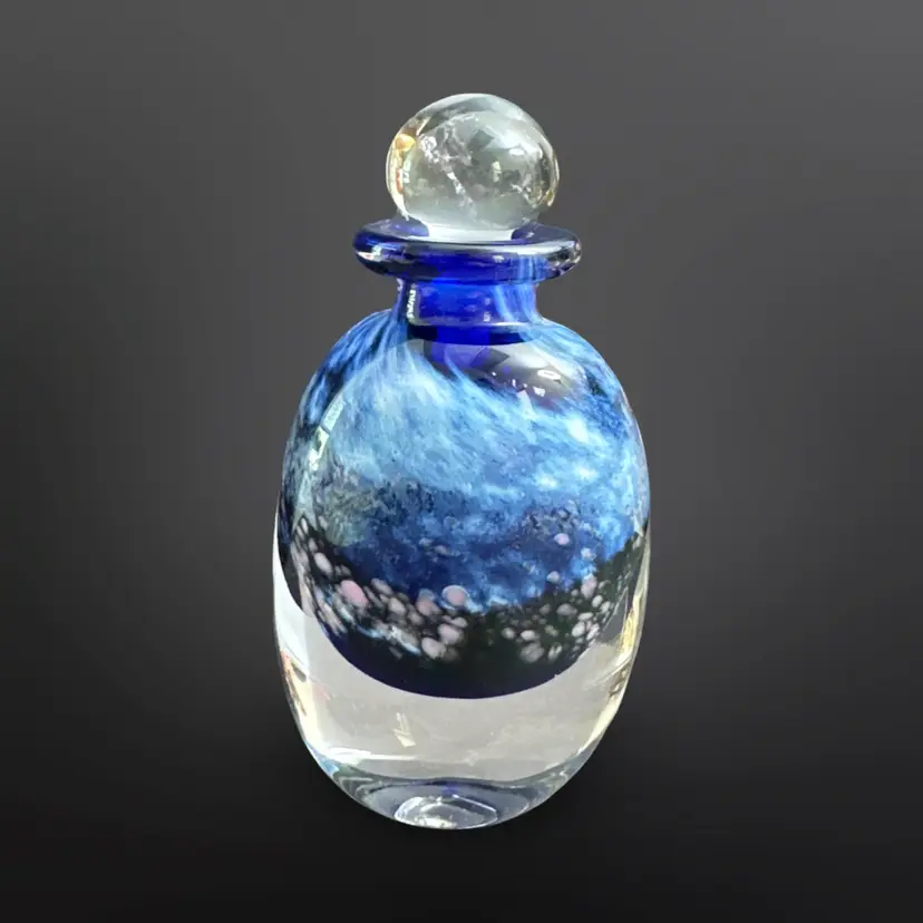 Buzz Williams Art Glass Bottle With Stopper 1987 Oregon Glass Artist Alder House Glass Blowing Studio