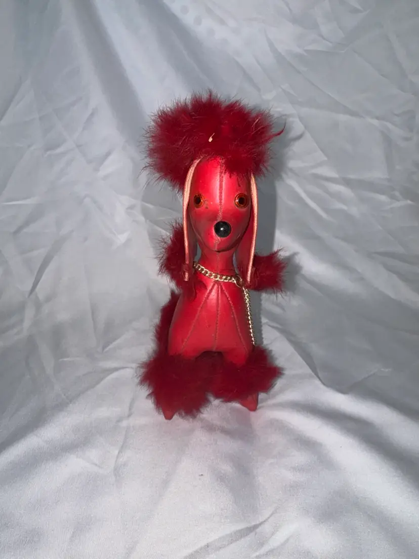 VTG Red Vinyl Poodle Toy