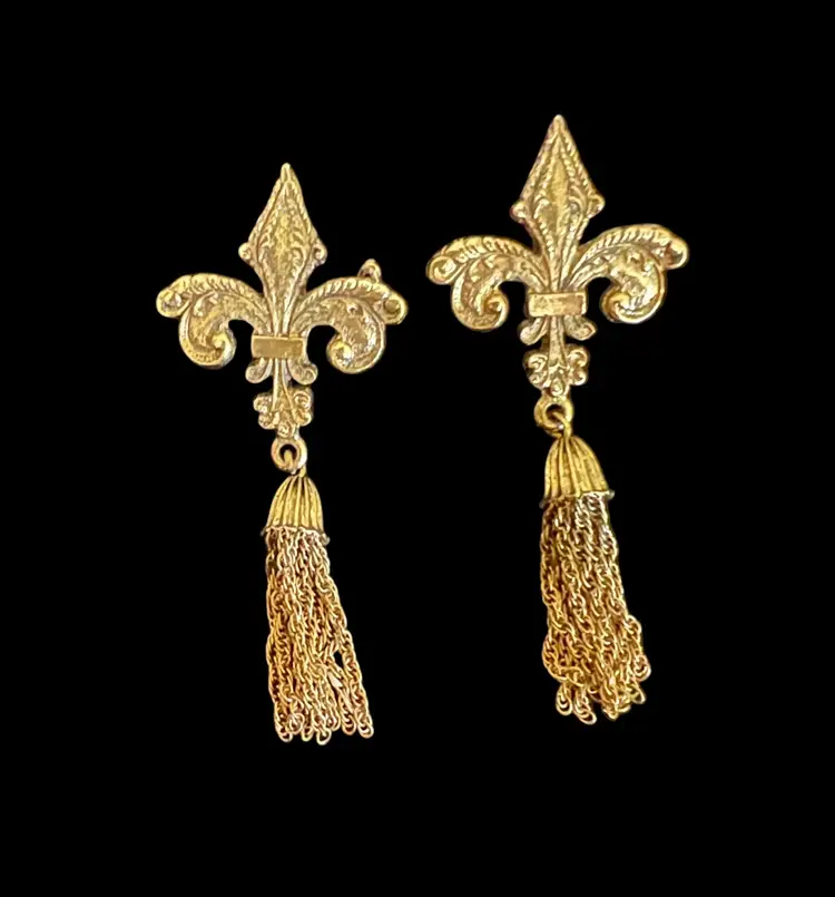 Vintage Fleur -De- Lis Scatter Goldtone Brooch/Pin Set