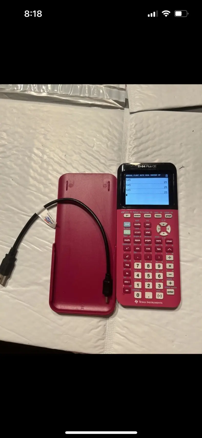 Texas Instruments TI-84 Plus CE Graphing Calculator Tested WITH Case Cable PINk