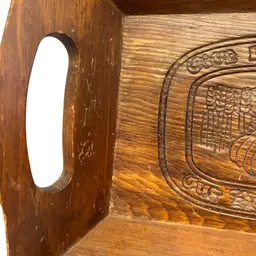 Wooden Bread Tray With Handles
 12 X 8 1/2 “Give Us This Day Our Daily Bread” Some Wear