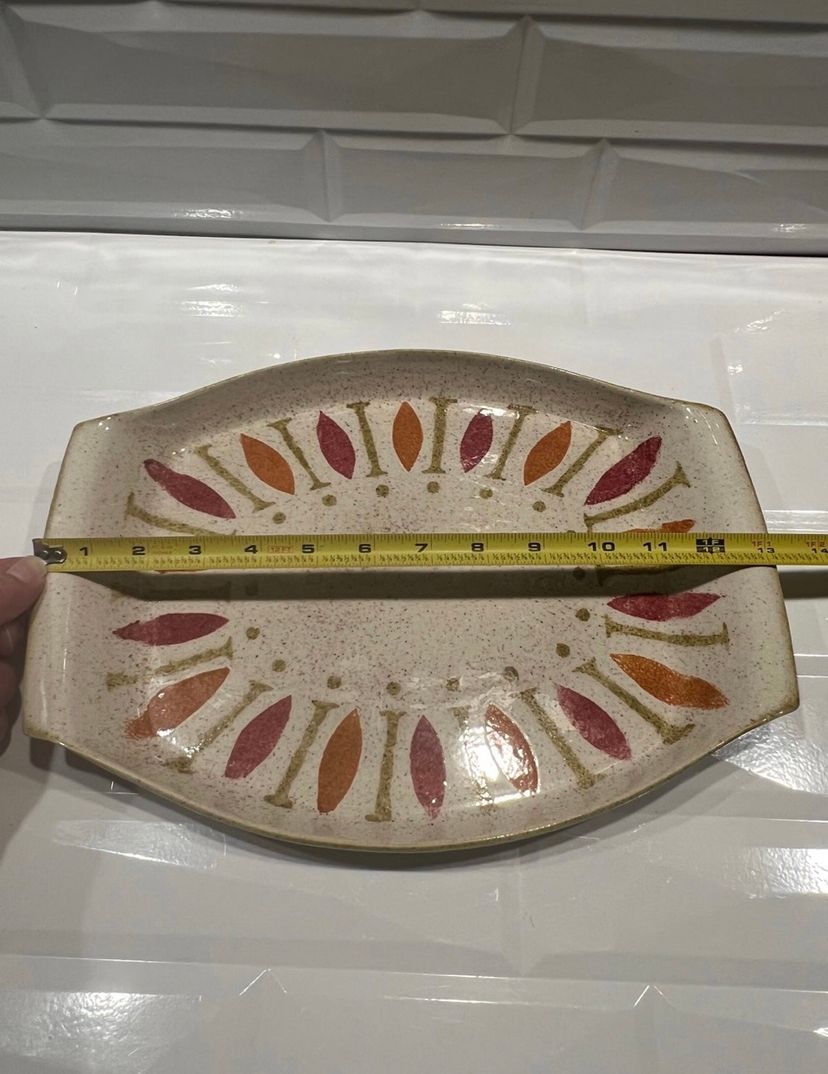 Red Wing Pottery Pepe Serving Platter Tray MCM Retro 2A Orange Avocado