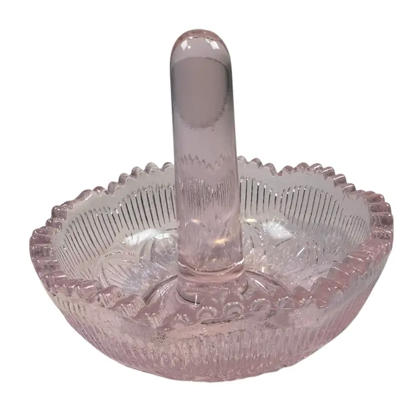 Mosser Passion Pink Glass Ring Holder Dish USA New Mother Bride